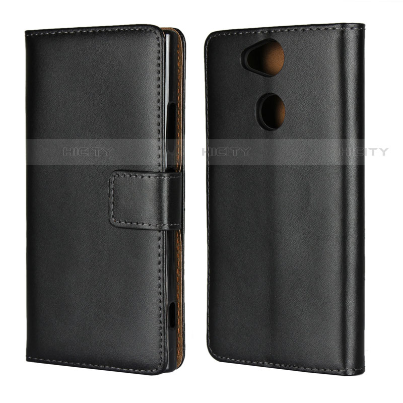 Funda de Cuero Cartera con Soporte para Sony Xperia XA2 Plus Negro