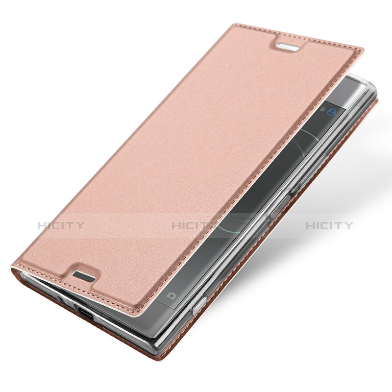 Funda de Cuero Cartera con Soporte para Sony Xperia XZ1 Compact Oro Rosa