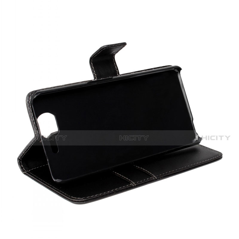 Funda de Cuero Cartera con Soporte para Wiko Highway Negro