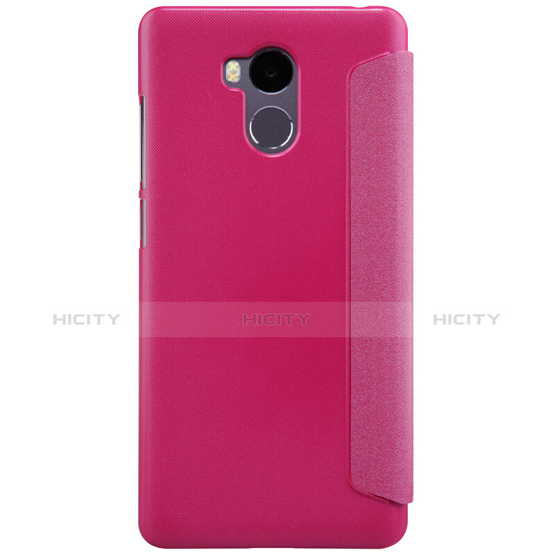 Funda de Cuero Cartera con Soporte para Xiaomi Redmi 4 Prime High Edition Rosa Roja