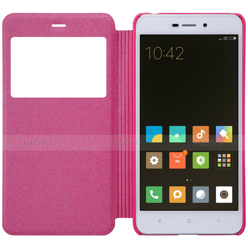 Funda de Cuero Cartera con Soporte para Xiaomi Redmi 4A Rosa Roja