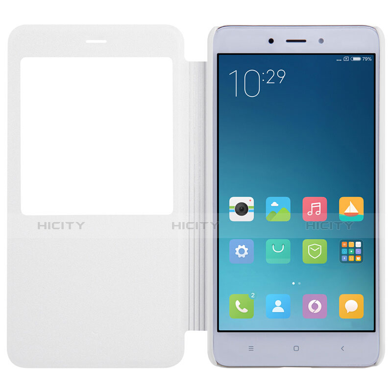 Funda de Cuero Cartera con Soporte para Xiaomi Redmi Note 4 Blanco