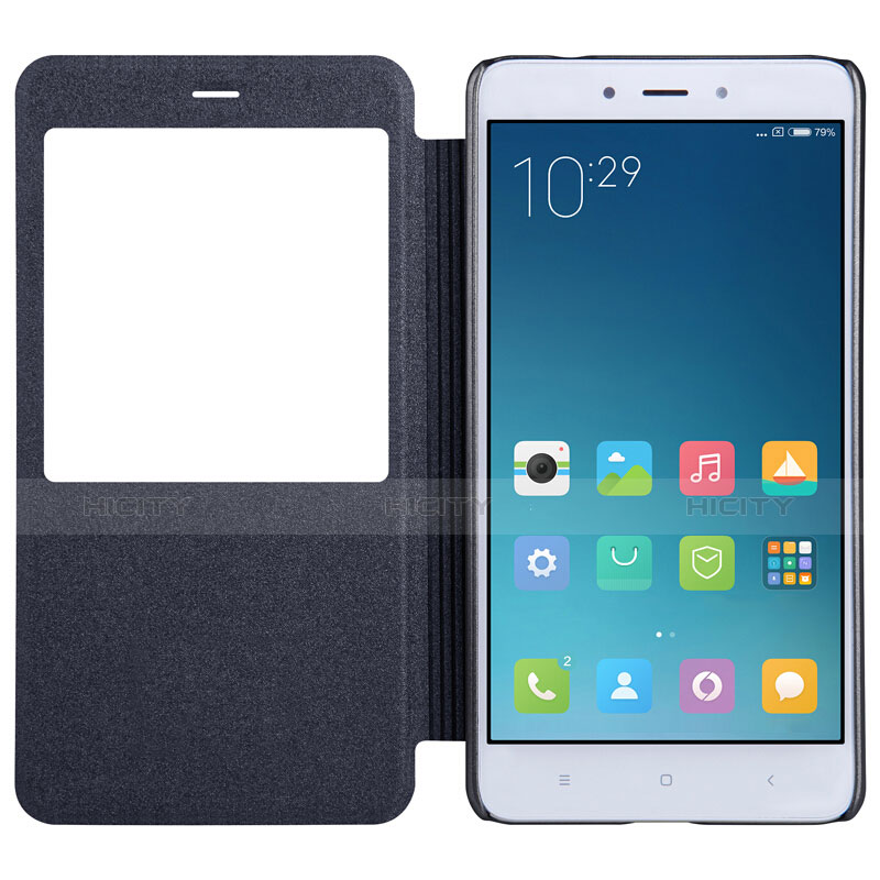 Funda de Cuero Cartera con Soporte para Xiaomi Redmi Note 4X High Edition Negro