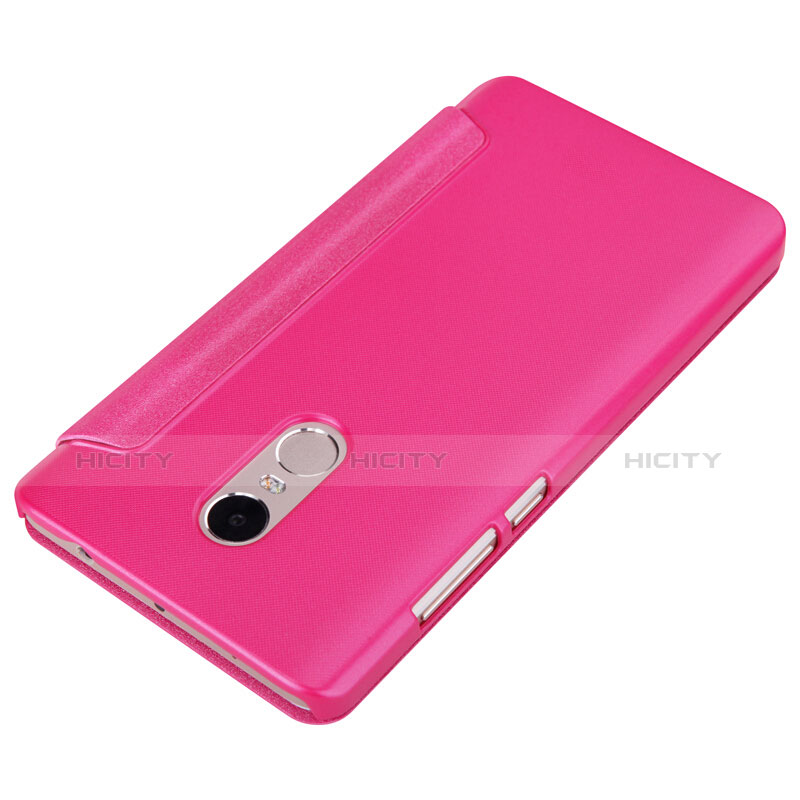 Funda de Cuero Cartera con Soporte para Xiaomi Redmi Note 4X High Edition Rosa Roja