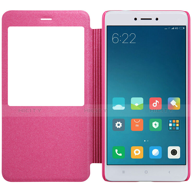Funda de Cuero Cartera con Soporte para Xiaomi Redmi Note 4X Rosa Roja