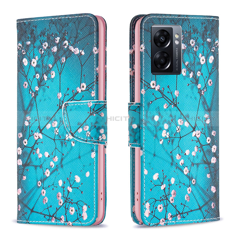 Funda de Cuero Cartera con Soporte Patron de Moda Carcasa B01F para Oppo A56S 5G