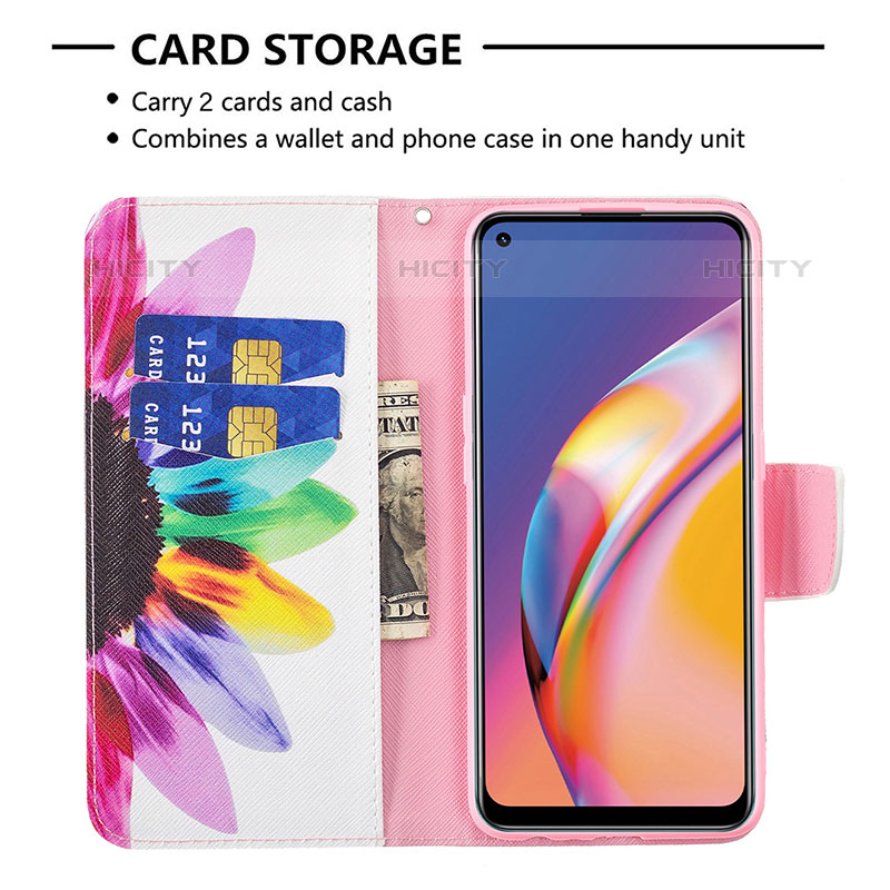 Funda de Cuero Cartera con Soporte Patron de Moda Carcasa B01F para Oppo A94 4G