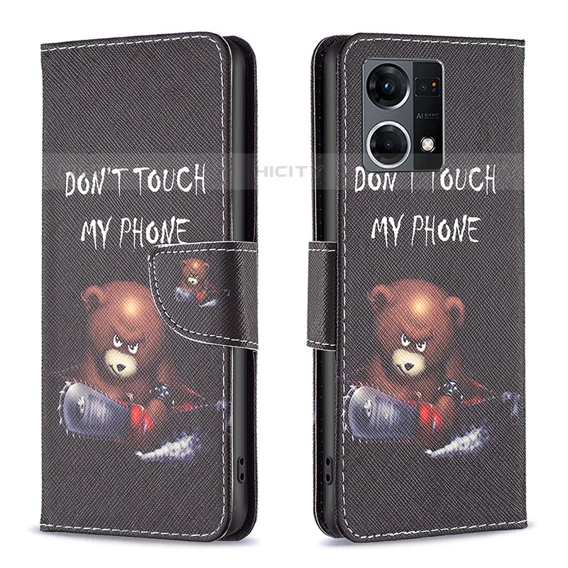 Funda de Cuero Cartera con Soporte Patron de Moda Carcasa B01F para Oppo F21 Pro 4G