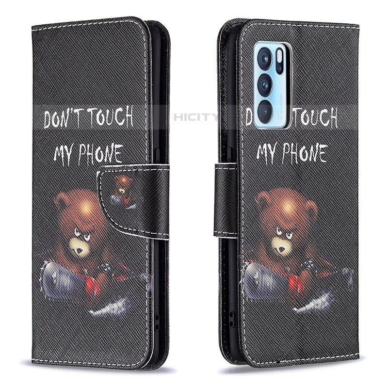 Funda de Cuero Cartera con Soporte Patron de Moda Carcasa B01F para Oppo Reno6 Pro 5G India