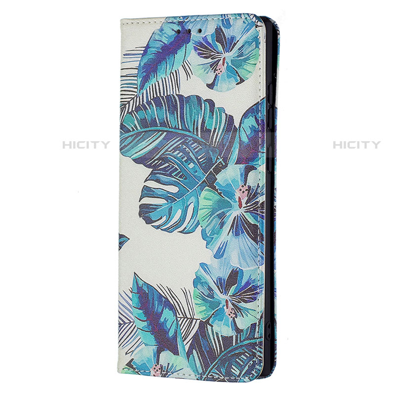 Funda de Cuero Cartera con Soporte Patron de Moda Carcasa B01F para Samsung Galaxy S21 Ultra 5G Azul Cielo