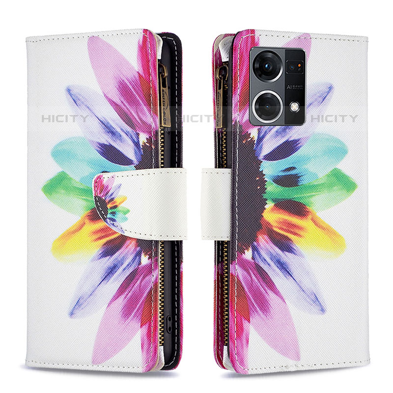 Funda de Cuero Cartera con Soporte Patron de Moda Carcasa B04F para Oppo F21s Pro 4G