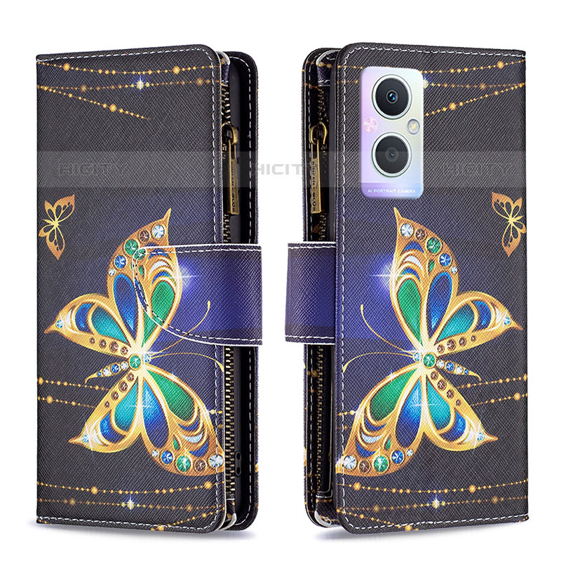 Funda de Cuero Cartera con Soporte Patron de Moda Carcasa B04F para Oppo Reno8 Z 5G