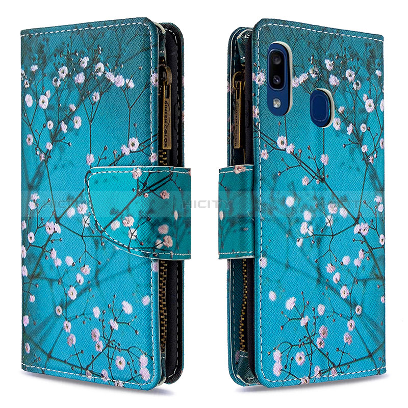 Funda de Cuero Cartera con Soporte Patron de Moda Carcasa B04F para Samsung Galaxy A20e