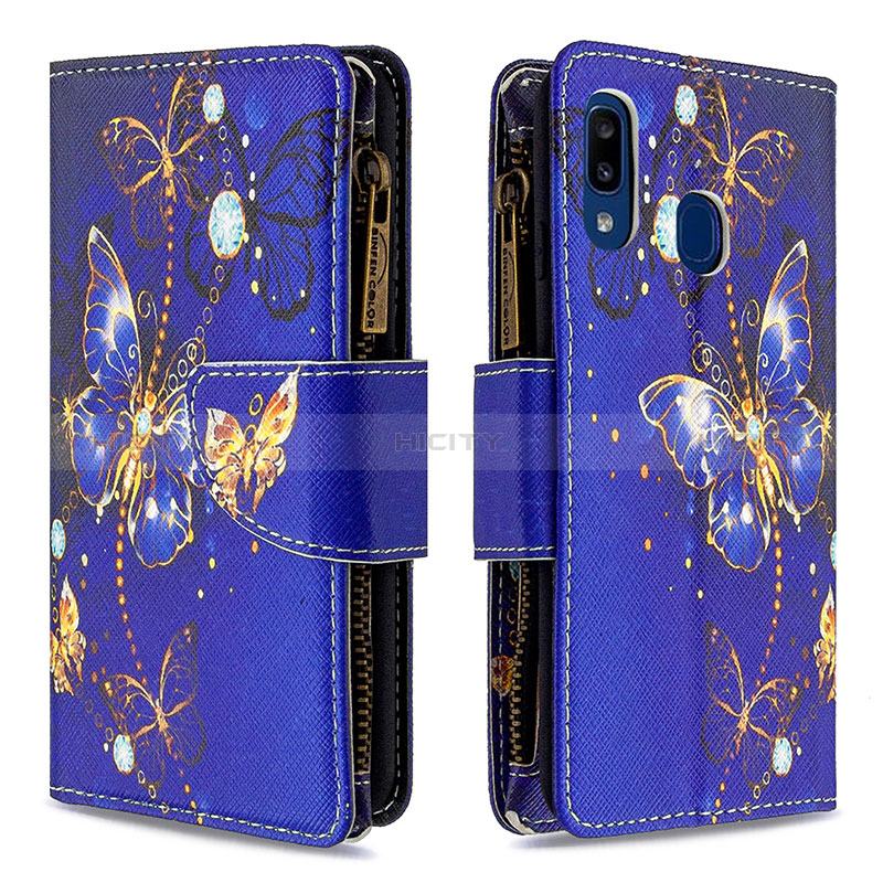 Funda de Cuero Cartera con Soporte Patron de Moda Carcasa B04F para Samsung Galaxy A20e