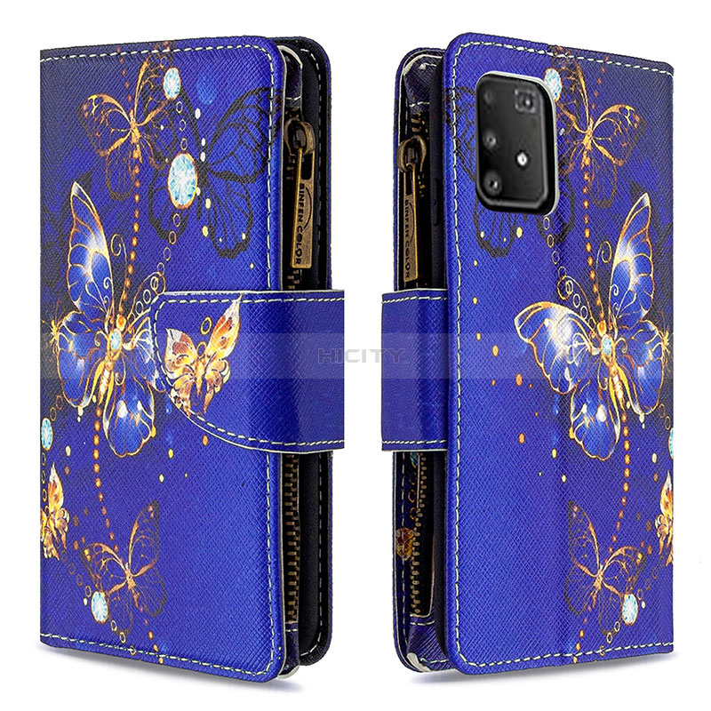 Funda de Cuero Cartera con Soporte Patron de Moda Carcasa B04F para Samsung Galaxy M80S Azul Real