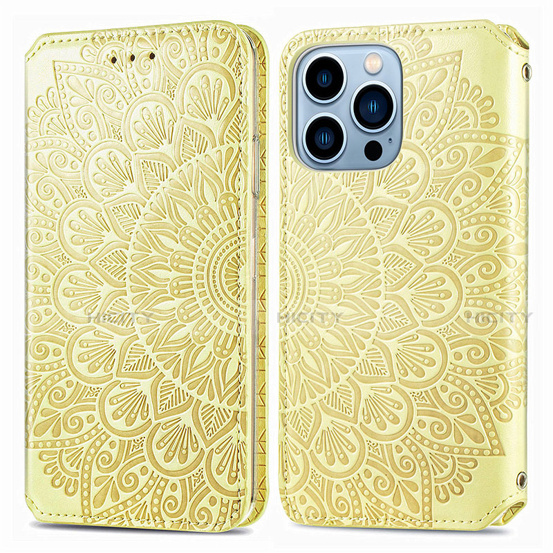 Funda de Cuero Cartera con Soporte Patron de Moda Carcasa H01 para Apple iPhone 13 Pro Amarillo