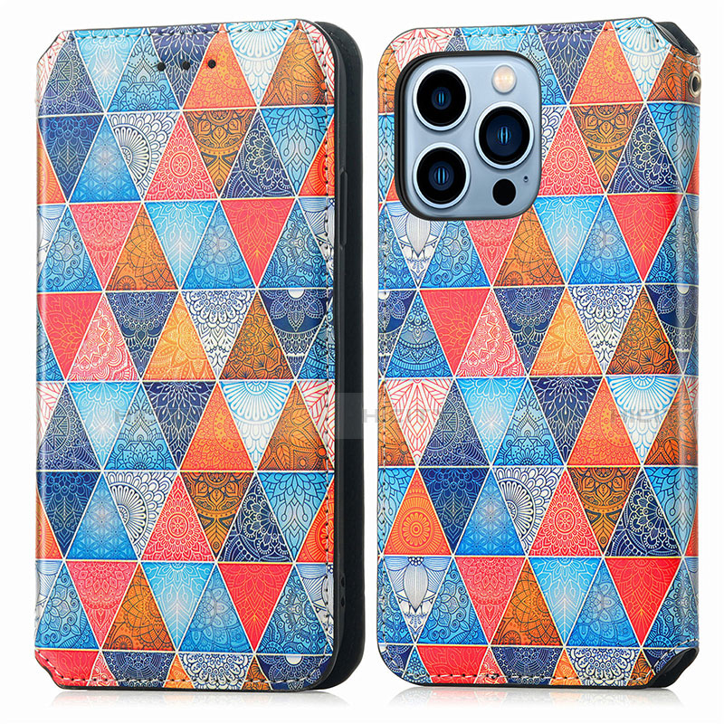 Funda de Cuero Cartera con Soporte Patron de Moda Carcasa H10 para Apple iPhone 13 Pro Multicolor