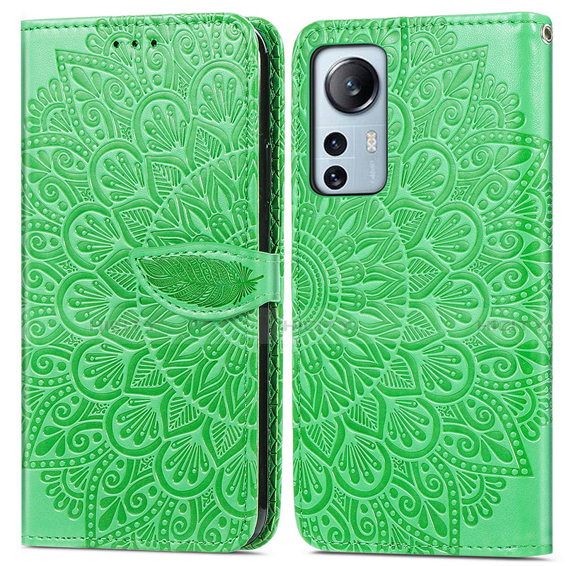 Funda de Cuero Cartera con Soporte Patron de Moda Carcasa L02 para Xiaomi Mi 12 5G Verde