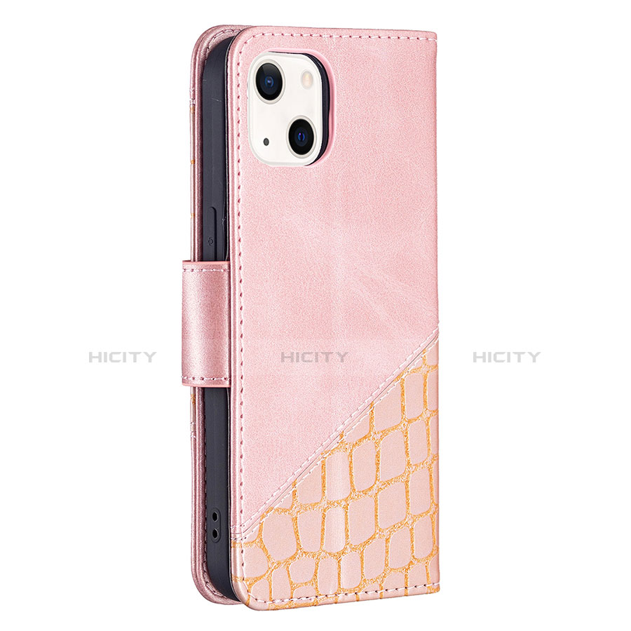 Funda de Cuero Cartera con Soporte Patron de Moda Carcasa L05 para Apple iPhone 13 Mini Oro Rosa