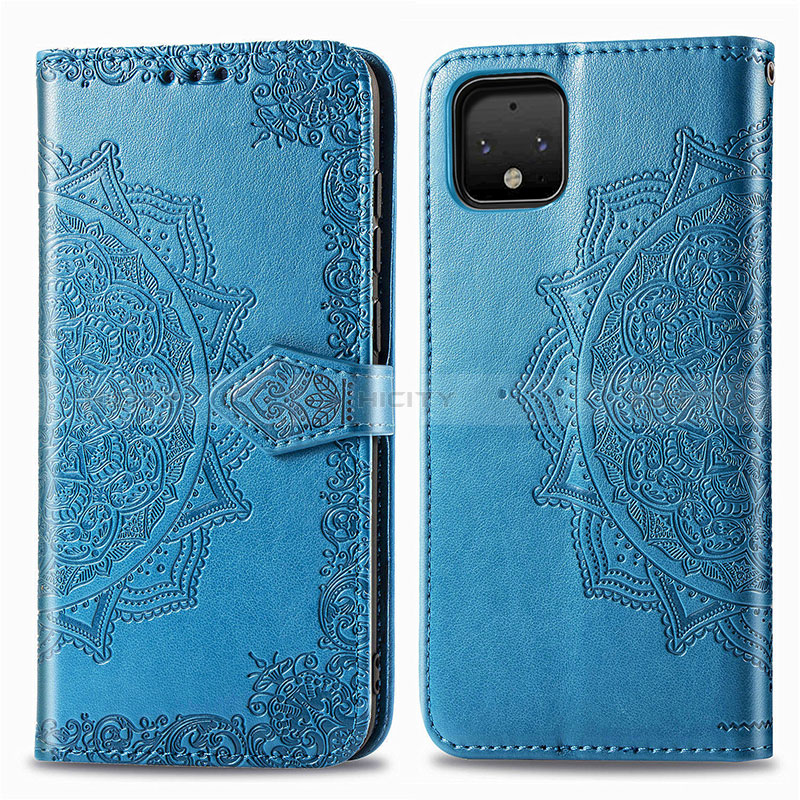 Funda de Cuero Cartera con Soporte Patron de Moda Carcasa para Google Pixel 4 Azul