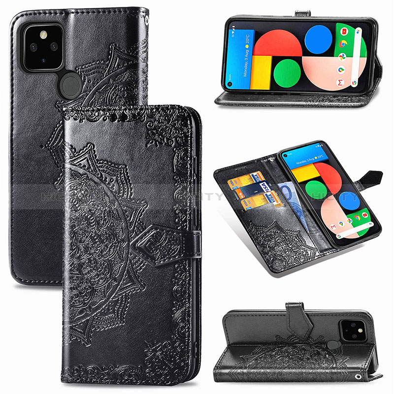 Funda de Cuero Cartera con Soporte Patron de Moda Carcasa para Google Pixel 5