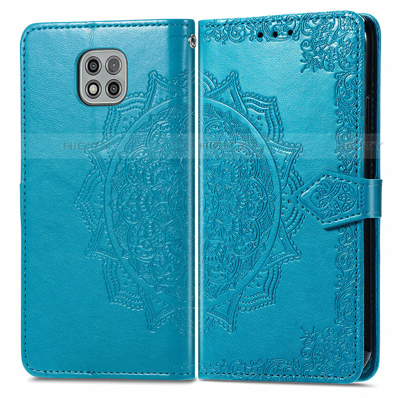 Funda de Cuero Cartera con Soporte Patron de Moda Carcasa para Motorola Moto G Power (2021) Azul