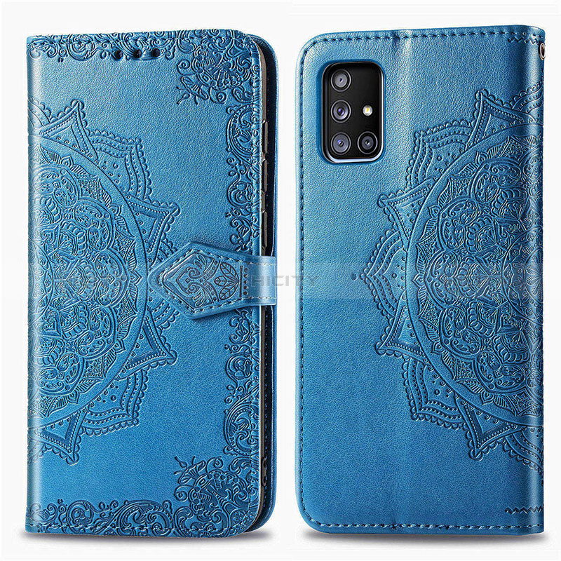 Funda de Cuero Cartera con Soporte Patron de Moda Carcasa para Samsung Galaxy A51 5G Azul