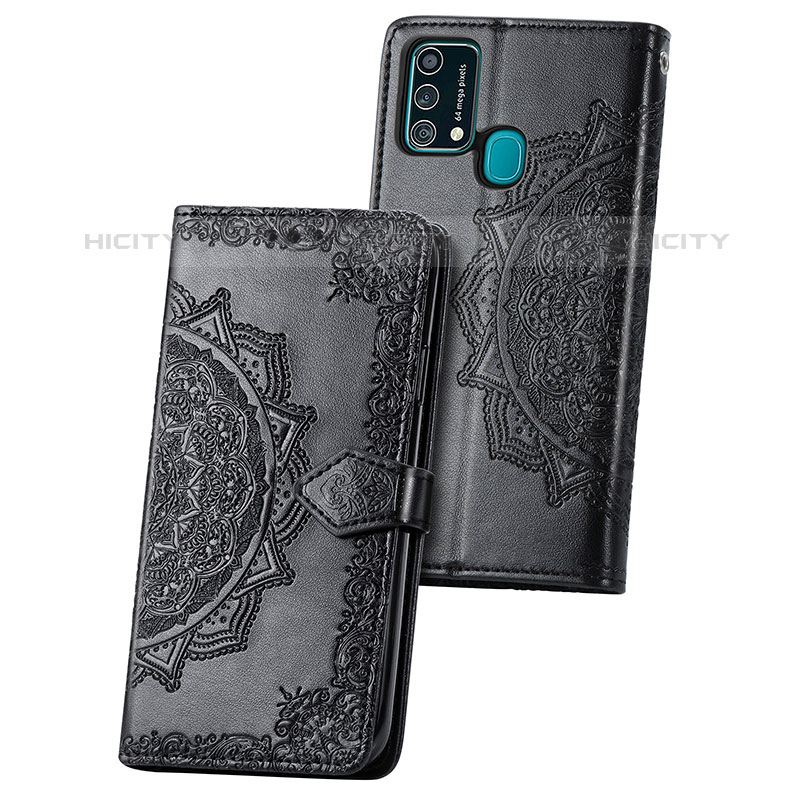 Funda de Cuero Cartera con Soporte Patron de Moda Carcasa para Samsung Galaxy F41 Negro