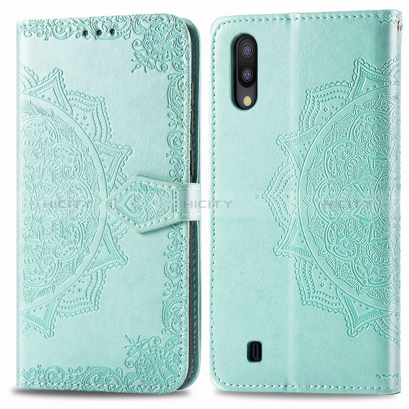 Funda de Cuero Cartera con Soporte Patron de Moda Carcasa para Samsung Galaxy M10 Verde