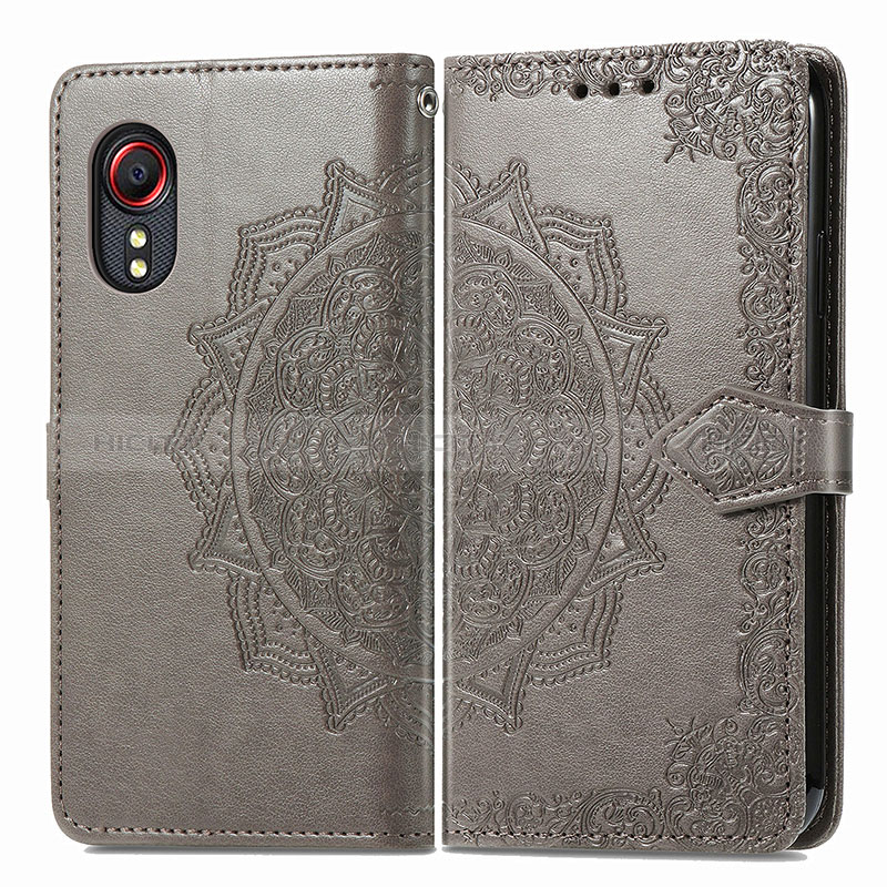 Funda de Cuero Cartera con Soporte Patron de Moda Carcasa para Samsung Galaxy XCover 5 SM-G525F Gris