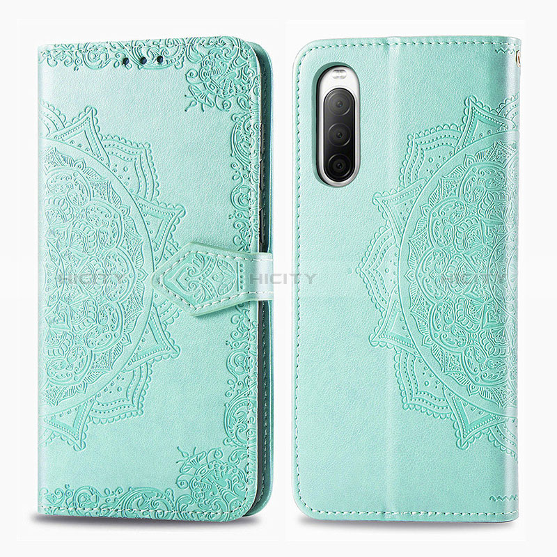 Funda de Cuero Cartera con Soporte Patron de Moda Carcasa para Sony Xperia 10 II Verde