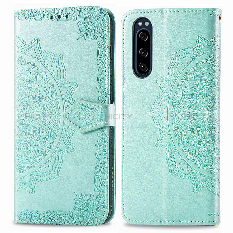 Funda de Cuero Cartera con Soporte Patron de Moda Carcasa para Sony Xperia 5 Verde