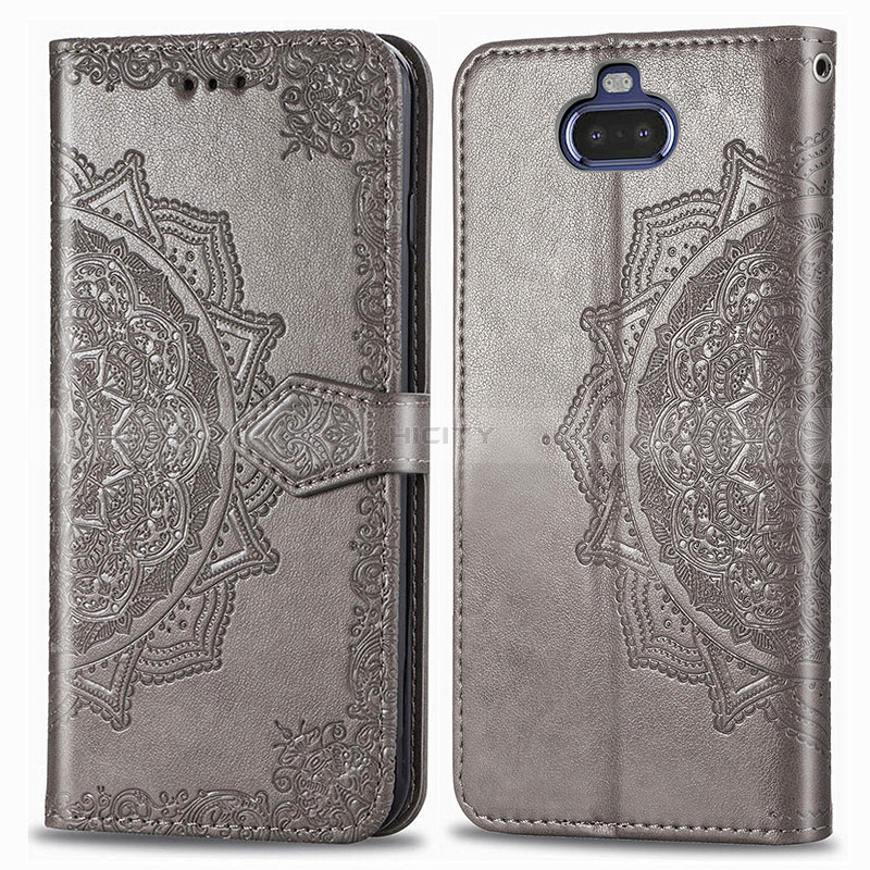 Funda de Cuero Cartera con Soporte Patron de Moda Carcasa para Sony Xperia 8 Lite Gris