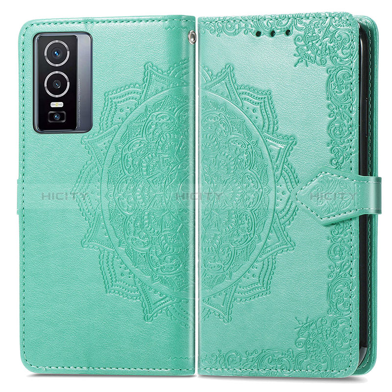 Funda de Cuero Cartera con Soporte Patron de Moda Carcasa para Vivo Y76 5G Verde