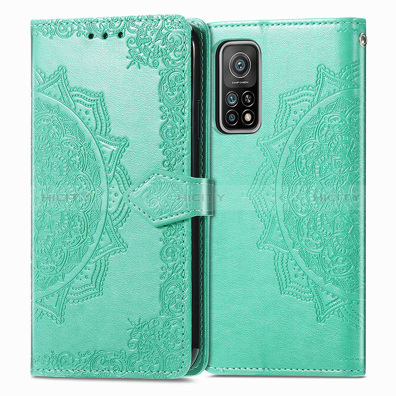 Funda de Cuero Cartera con Soporte Patron de Moda Carcasa para Xiaomi Mi 10T 5G Verde