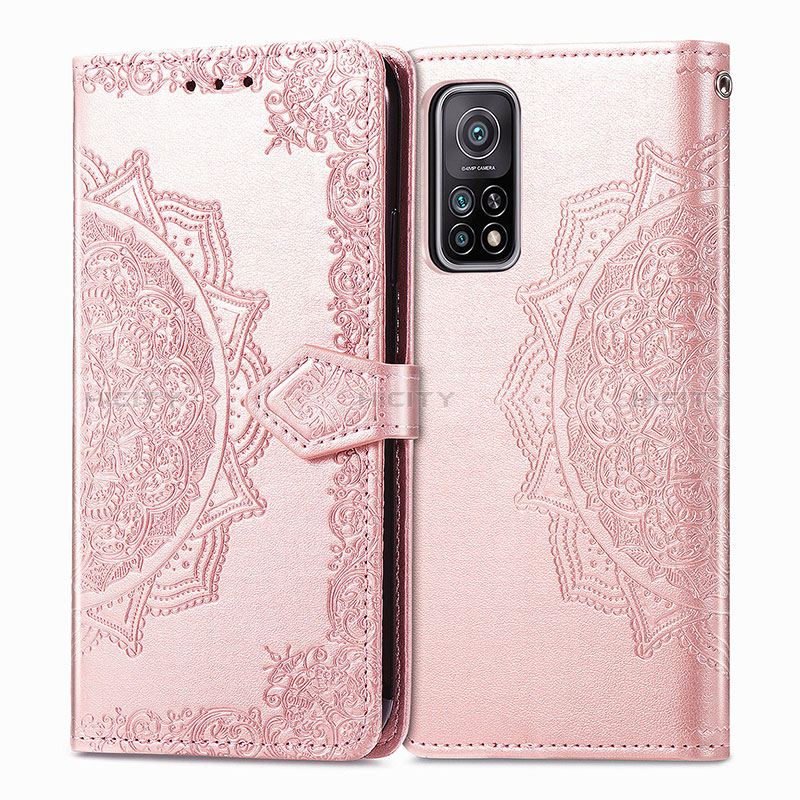 Funda de Cuero Cartera con Soporte Patron de Moda Carcasa para Xiaomi Mi 10T Pro 5G Oro Rosa