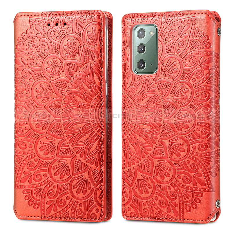 Funda de Cuero Cartera con Soporte Patron de Moda Carcasa S01D para Samsung Galaxy Note 20 5G Rojo