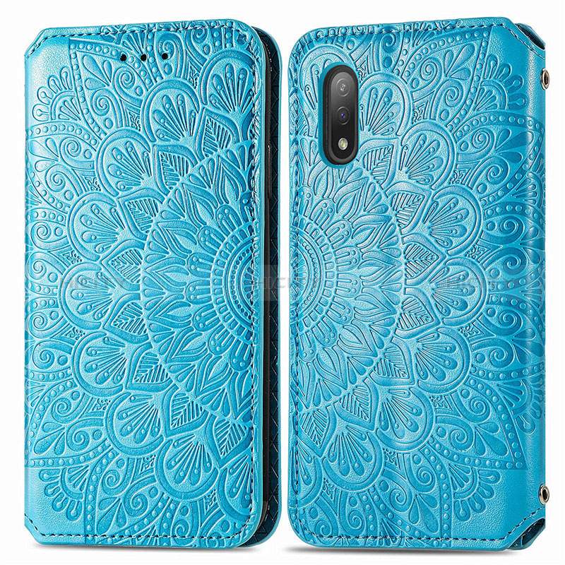 Funda de Cuero Cartera con Soporte Patron de Moda Carcasa S01D para Sony Xperia Ace II Azul