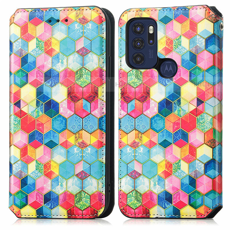 Funda de Cuero Cartera con Soporte Patron de Moda Carcasa S02D para Motorola Moto G60s