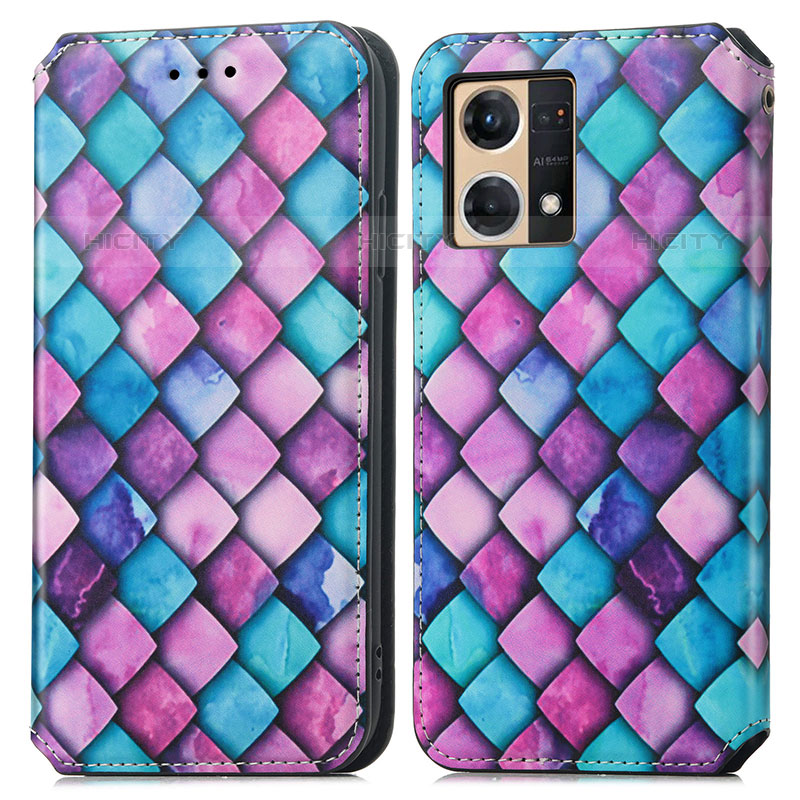 Funda de Cuero Cartera con Soporte Patron de Moda Carcasa S02D para Oppo F21 Pro 4G