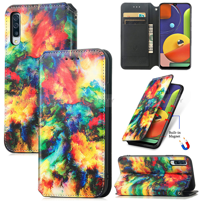 Funda de Cuero Cartera con Soporte Patron de Moda Carcasa S02D para Samsung Galaxy A50S