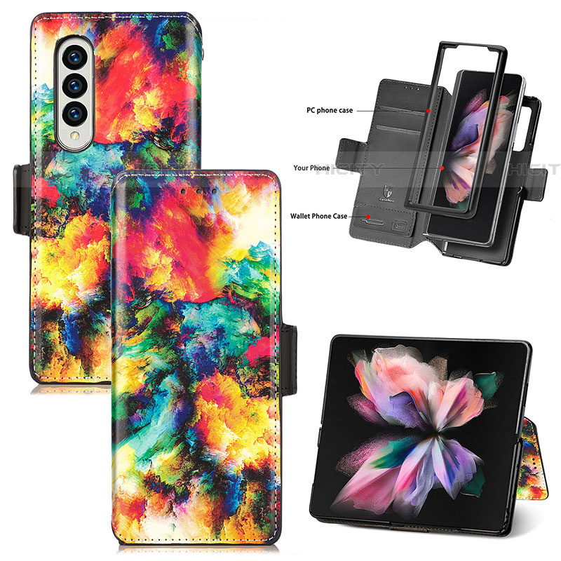 Funda de Cuero Cartera con Soporte Patron de Moda Carcasa S02D para Samsung Galaxy Z Fold4 5G