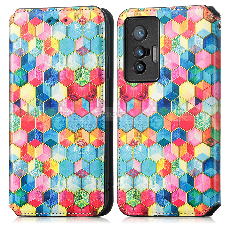 Funda de Cuero Cartera con Soporte Patron de Moda Carcasa S02D para Vivo X70 5G