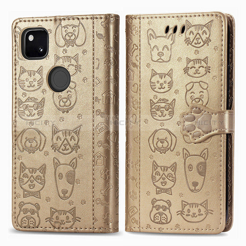 Funda de Cuero Cartera con Soporte Patron de Moda Carcasa S03D para Google Pixel 4a