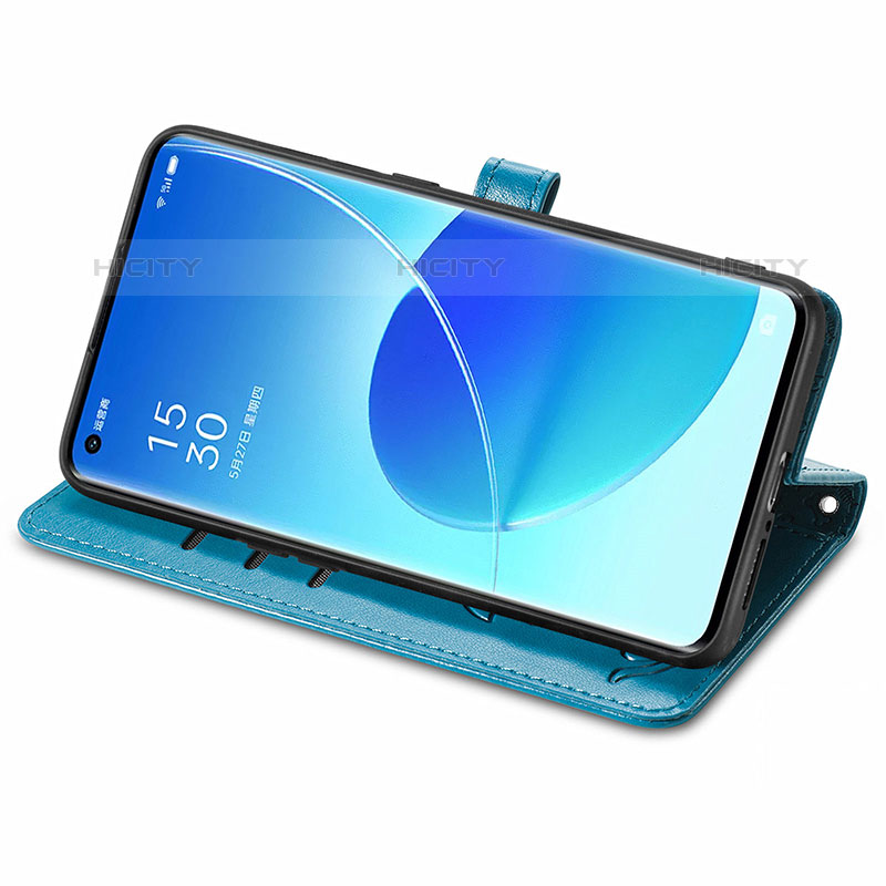 Funda de Cuero Cartera con Soporte Patron de Moda Carcasa S03D para Oppo Reno6 Pro 5G India