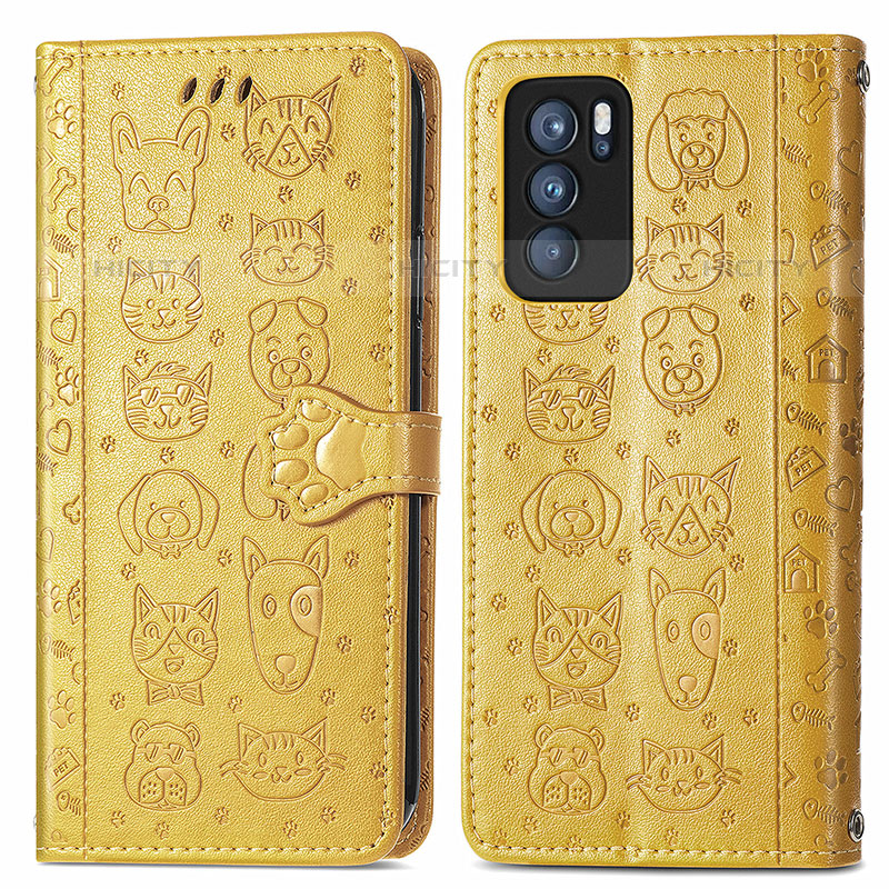 Funda de Cuero Cartera con Soporte Patron de Moda Carcasa S03D para Oppo Reno6 Pro 5G India