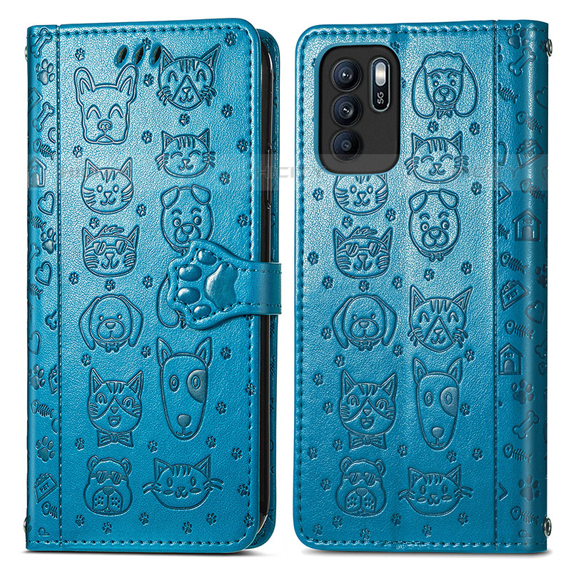 Funda de Cuero Cartera con Soporte Patron de Moda Carcasa S03D para Oppo Reno6 Z 5G