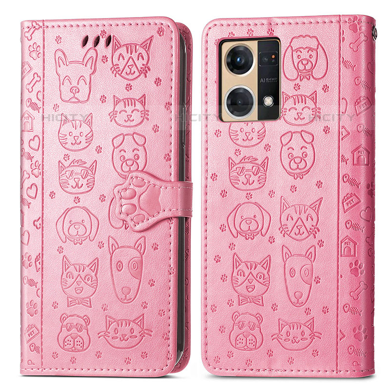 Funda de Cuero Cartera con Soporte Patron de Moda Carcasa S03D para Oppo Reno8 4G