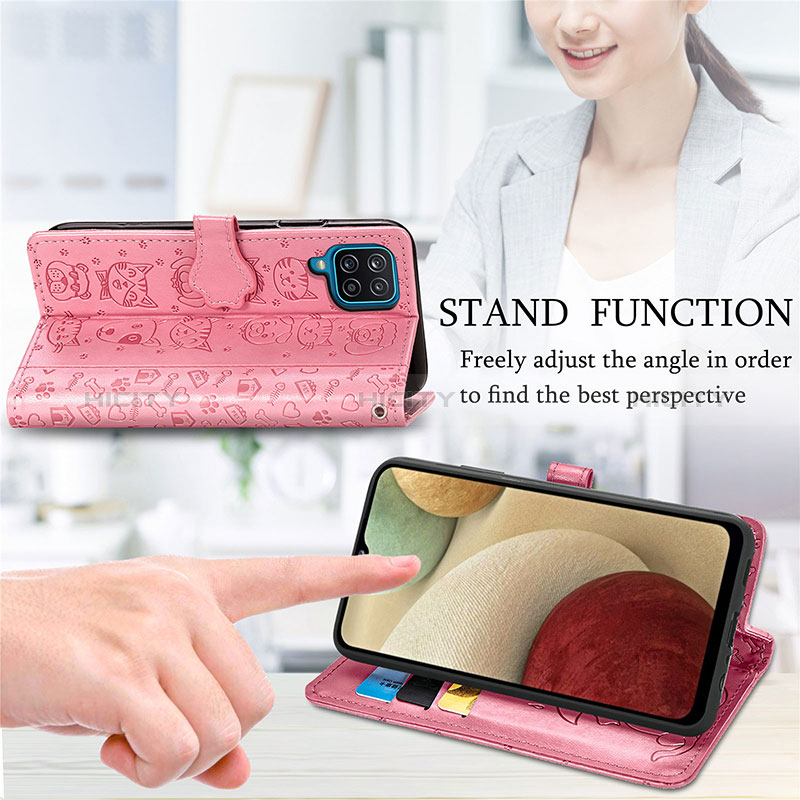 Funda de Cuero Cartera con Soporte Patron de Moda Carcasa S03D para Samsung Galaxy M12