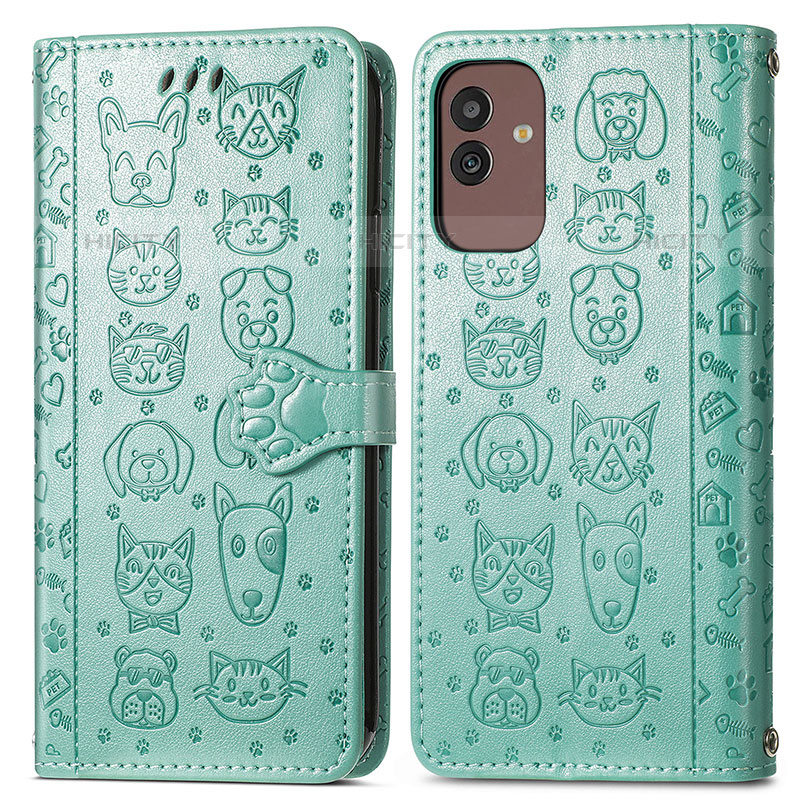 Funda de Cuero Cartera con Soporte Patron de Moda Carcasa S03D para Samsung Galaxy M13 5G Verde